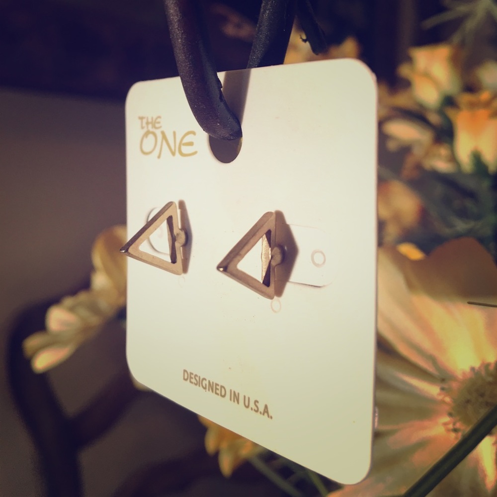 Gold triangle post earrings