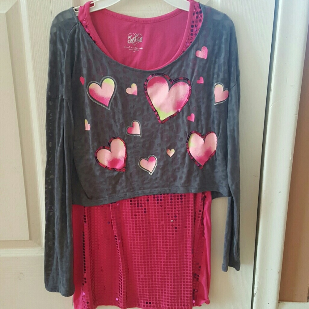 Pink and gray sequin shirt