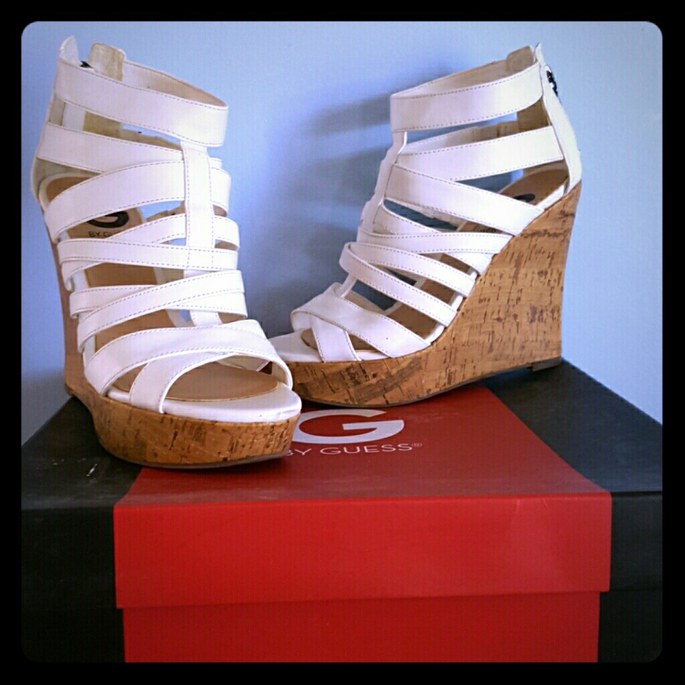 White Guess Wedge Shoes