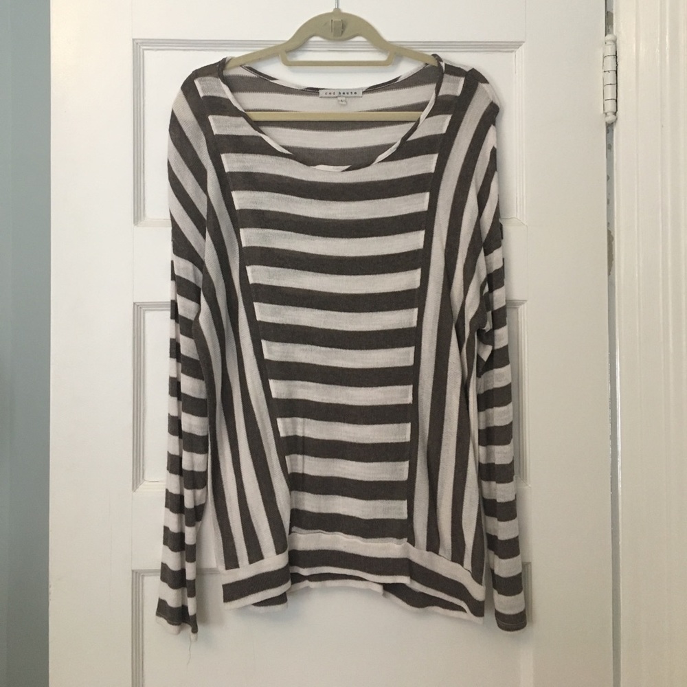 gray and white colored sweater