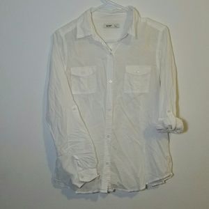 Old navy button down white top