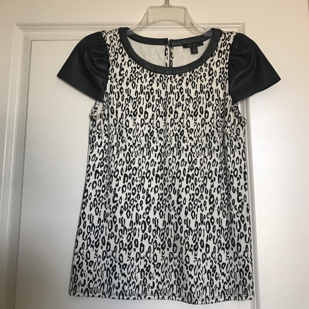 Size XS animal print and leather top. Ella moss