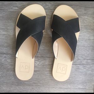 Dolce Vita Black Nubuck Slide Sandals