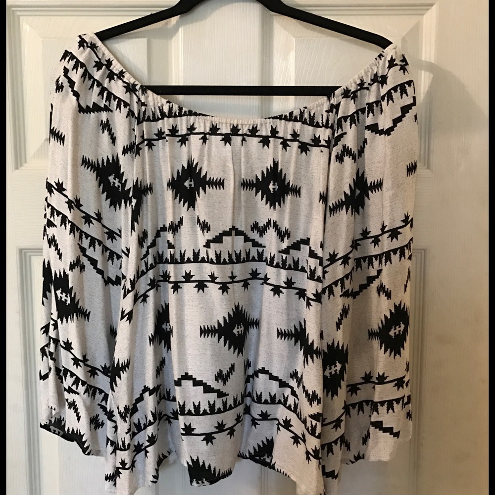Off the Shoulder Aztec Print Top