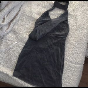 NWT Missguided metallic grey choker mini dress