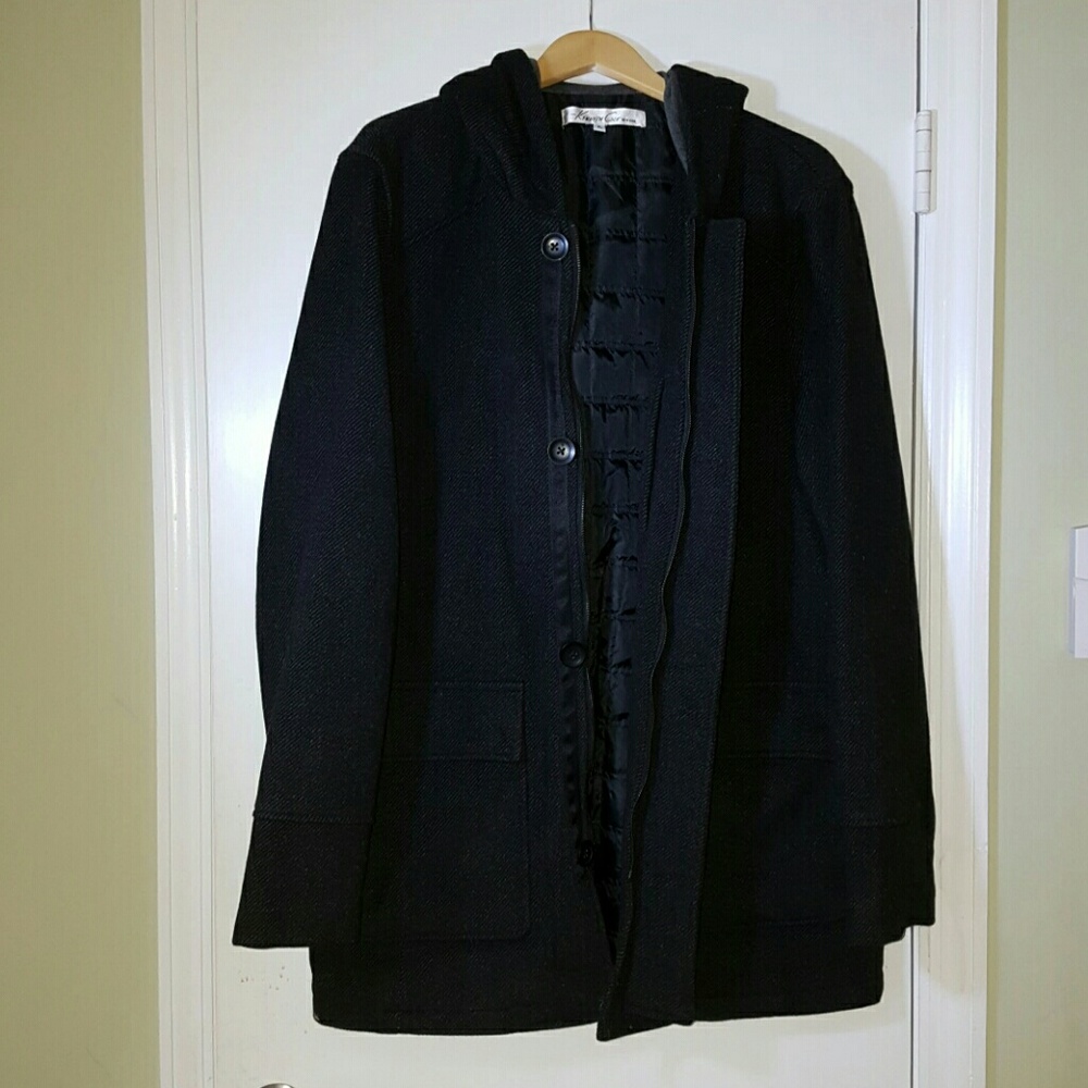 Mens Hooded Kenneth Cole WoolBlnd Jacket/Blazer XL