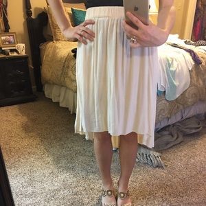 Cream high low flowy skirt