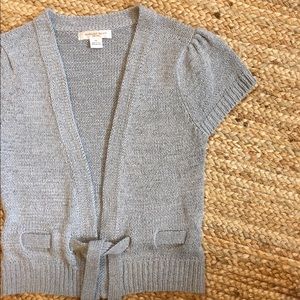 August silk soft gray sleeveless cardigan PS