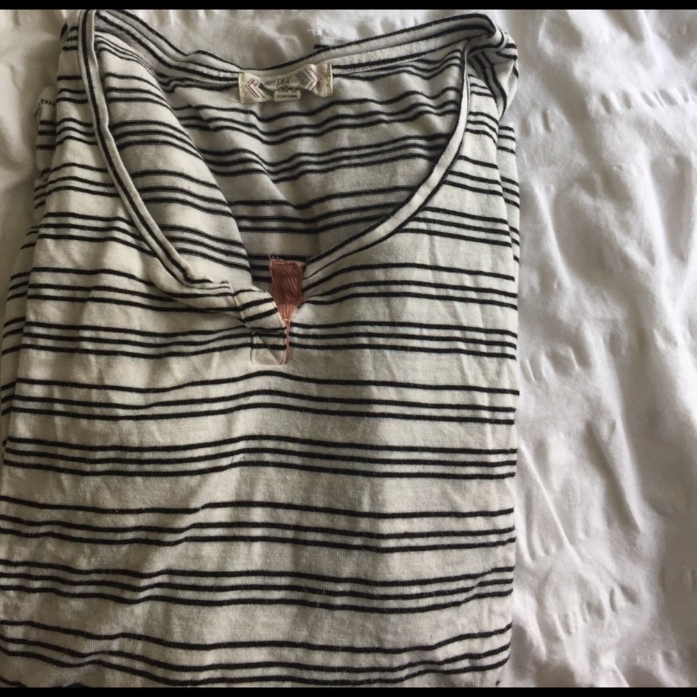 Slightly sheer stripped long sleeve