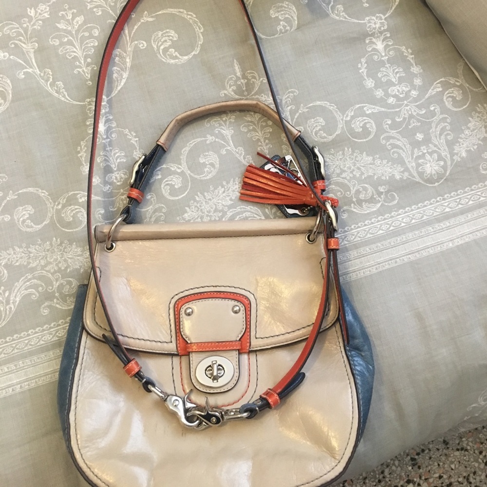 Orange, blue and gray Coach Handbag