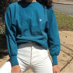RARE VINTAGE Classic Teal Champion Sweatshirt!!