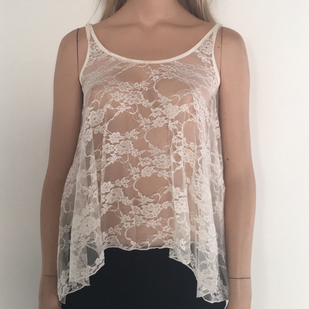 Feminine Delia's Cream Lace Flowy Tank
