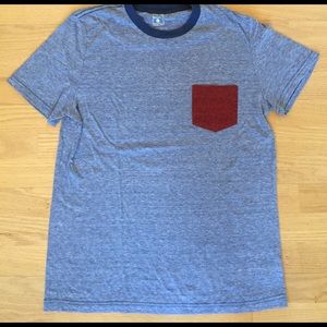 NWOT bdg slim fit crew neck red pocket blue tee NWOT bdg slim fit crew neck red pocket blue tee