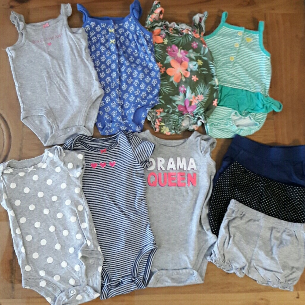 Bundle of tops, rompers and shorts