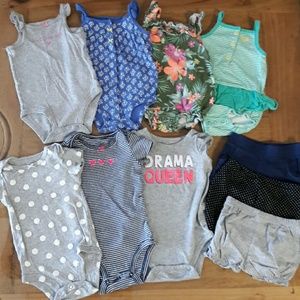 Bundle of tops, rompers and shorts