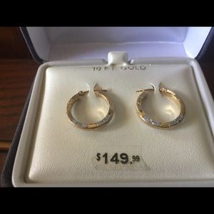 Gold and Silver 10 kt  hoop hearings