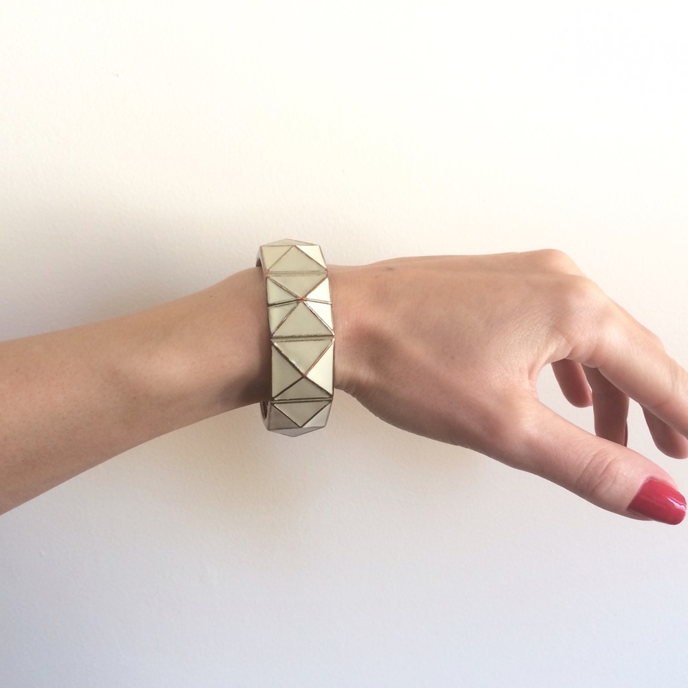 White Chunky Bracelet, Chunky White Bracelet, Geometric Bracelet, Snap Bracelet