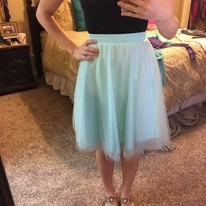 Aqua blue tulle a line skirt