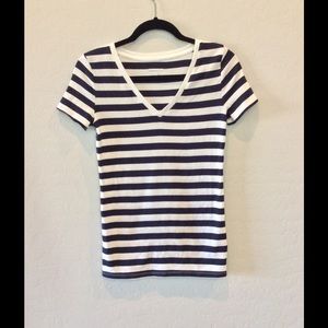 Navy Striped V-Neck