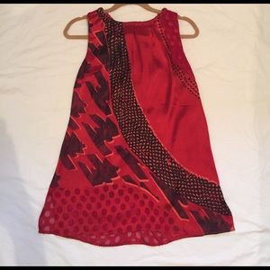 Red patterned Cabi blouse