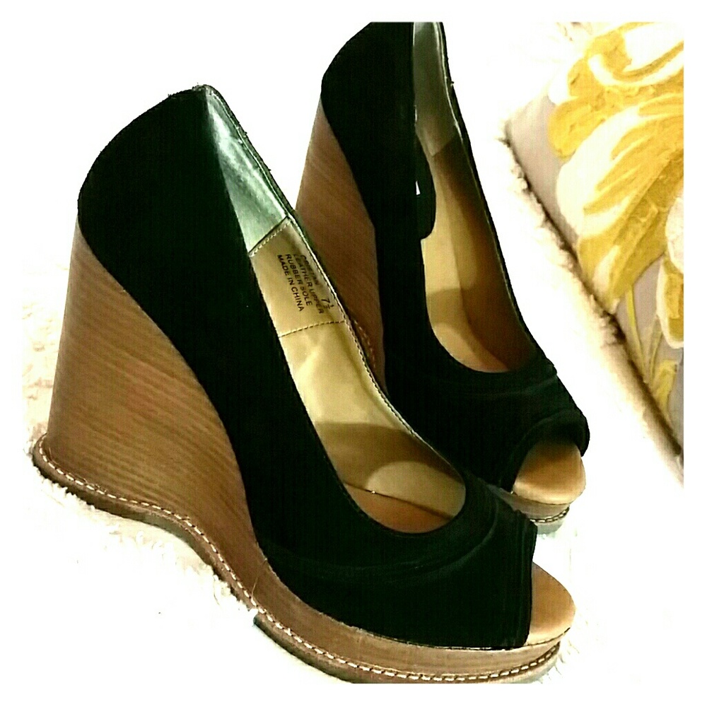 Steve Madden Suede Peep-Toe Wedge Heel