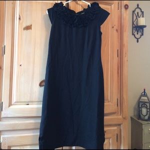 Taylor, black ruffle collar dress