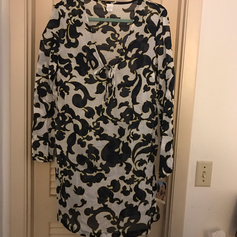 Swimsuit Cover up - Black, White, and yellow