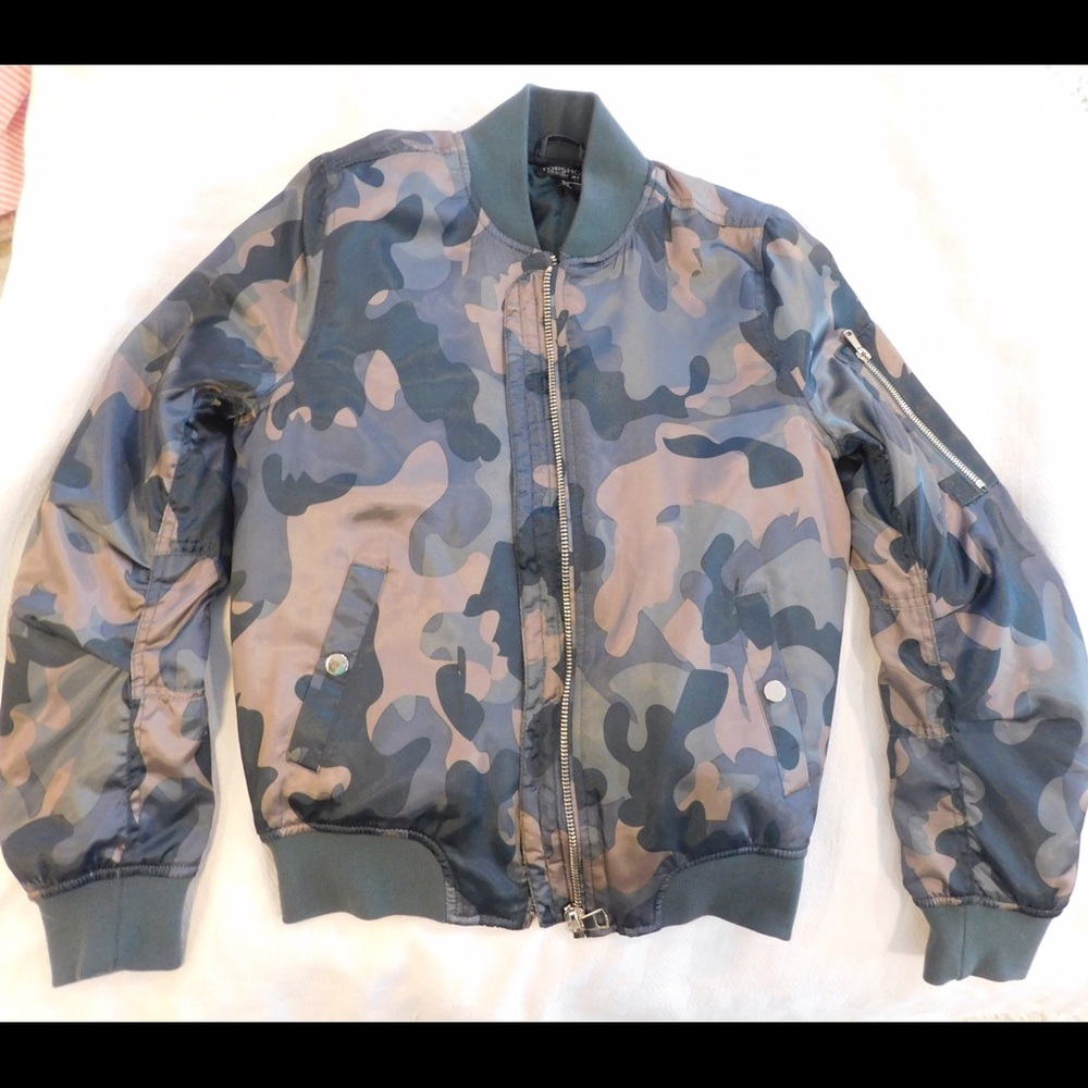 Topshop camo bomber jacket