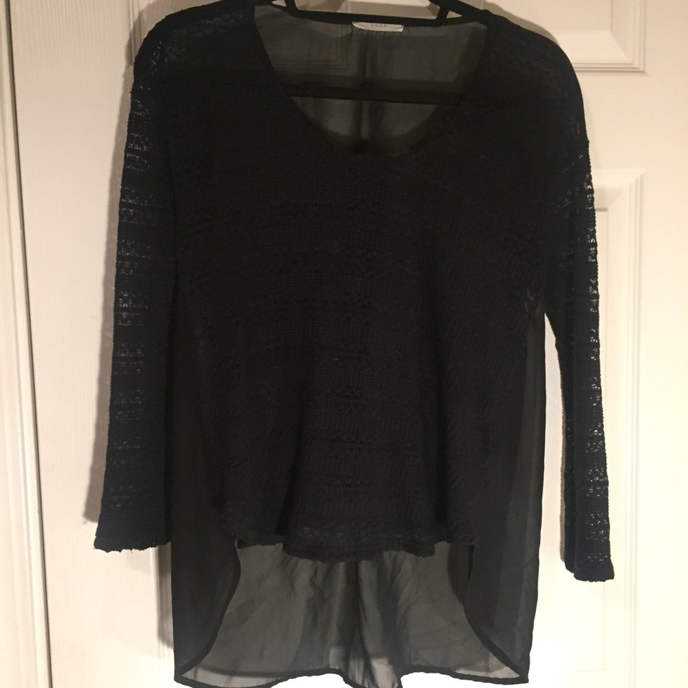 Knit sweater with chiffon back