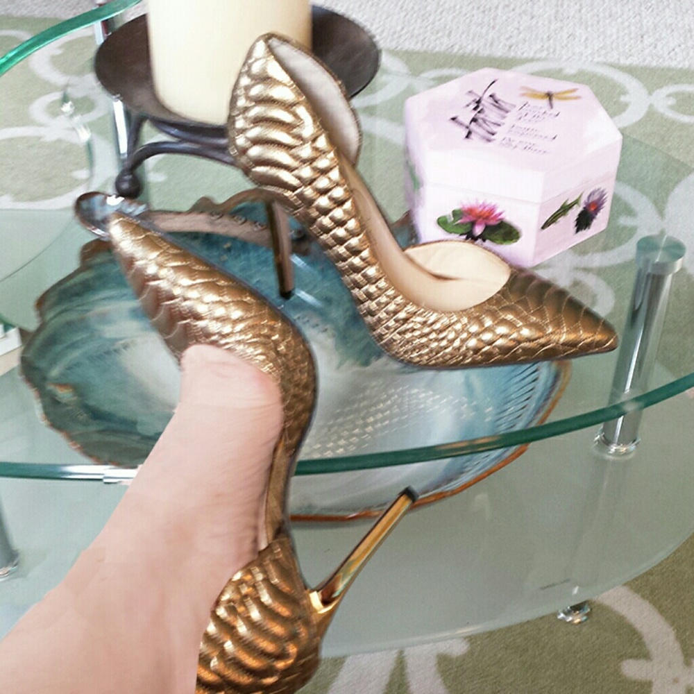 Bronze Reptilian D'Orsay Heels