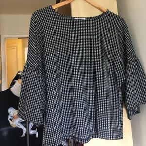 Zara gingham bell sleeve top