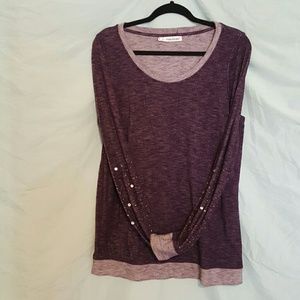EUC Maurices Purple Sweatshirt Rhinestone Sleeves