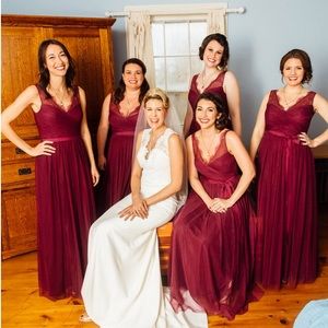 Floor length dress in black cherry
