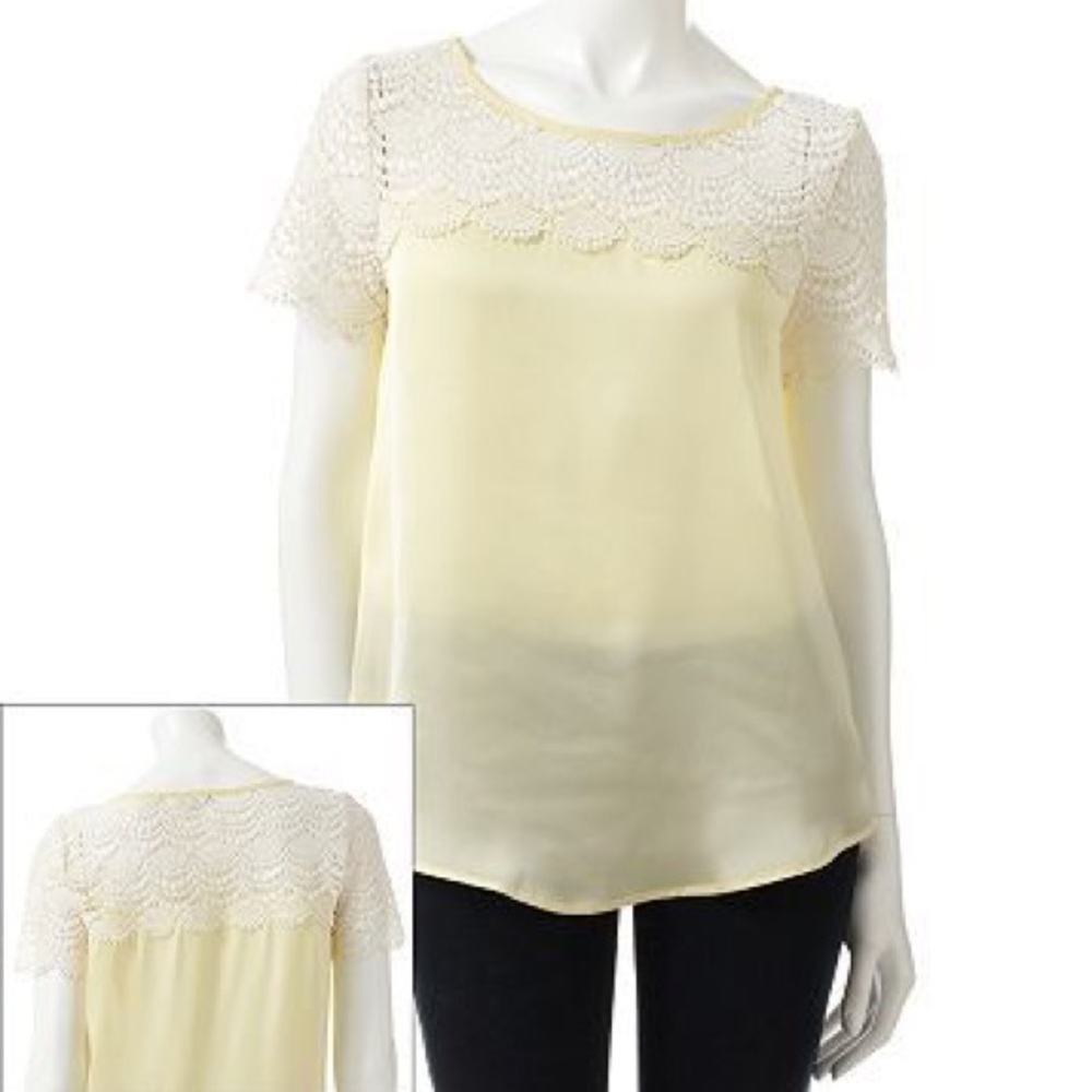 Lauren Conrad Lace top yellow