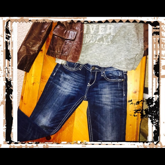 Express Denim - Express Jeans, dark wash, with lighter wash