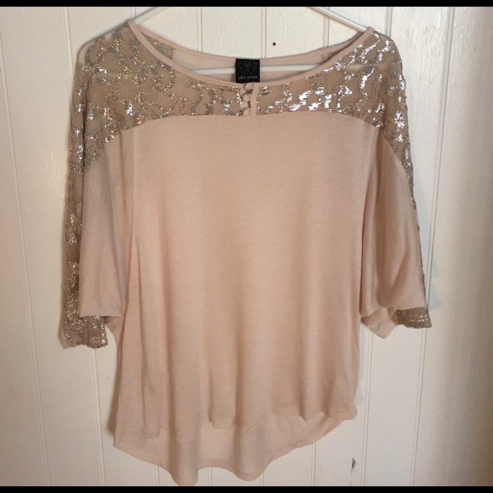 Ella Moss flowy top with shimmery detail