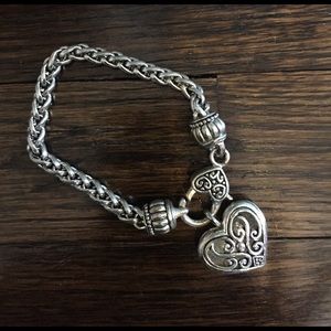 Silver bracelet with hanging heart