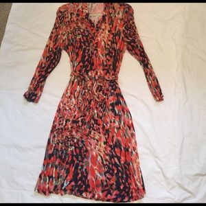 Cabi long sleeve collared belted dress