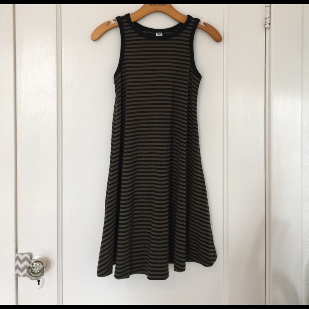 Green and black stripped dress