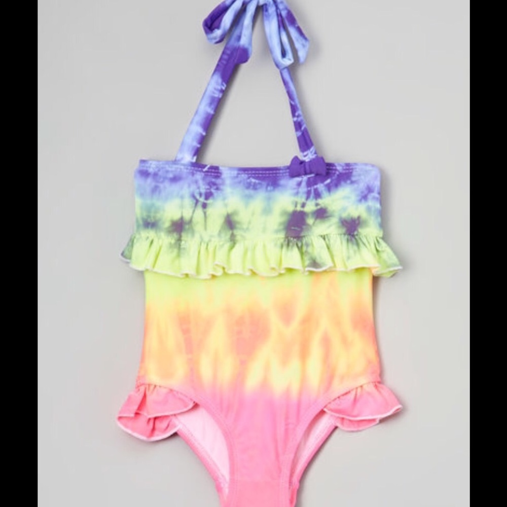 NWT Tye Dye Beach Ruffled One Piece Bathing Suit