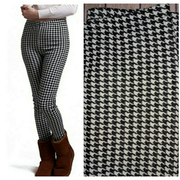 Pants - NWOT Fleece Leggings - Houndstooth