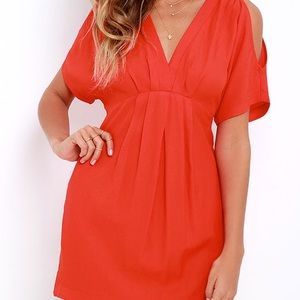 Coral red dress from Lulus