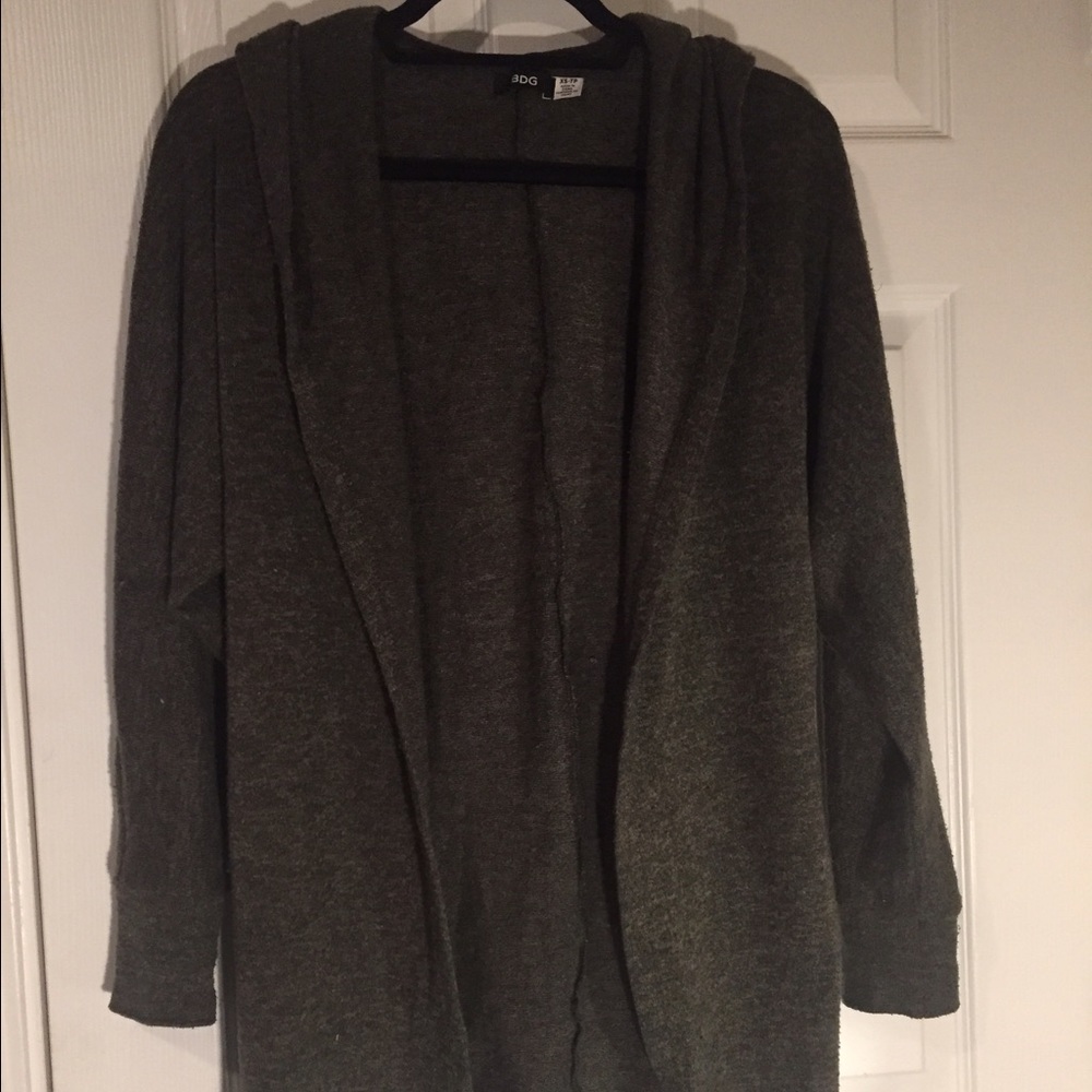 Green hooded cardigan