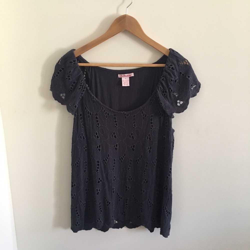 Detailed Eyelet Flutter Sleeve Anthropologie Top
