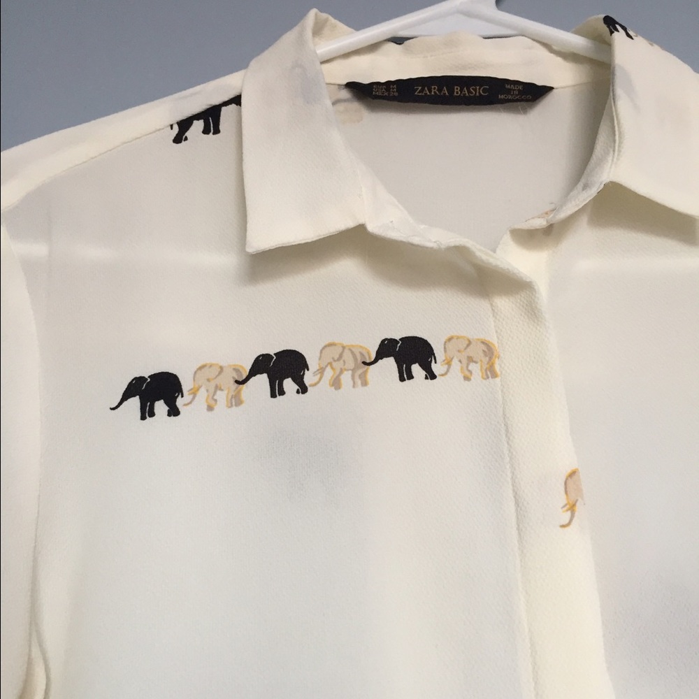 Zara 🐘 print work shirt - cute and professional!