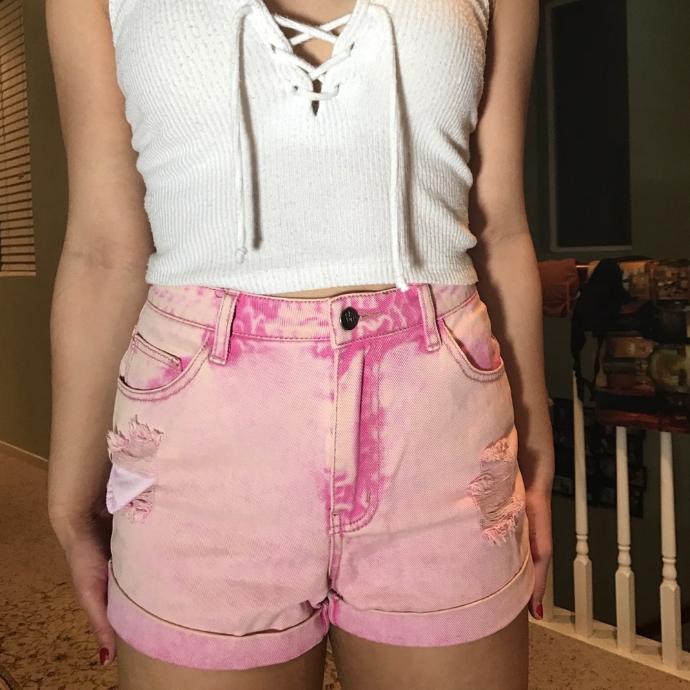 Pink high waisted shorts