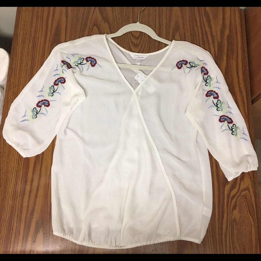 Charlotte Russe White Banded Hem Top