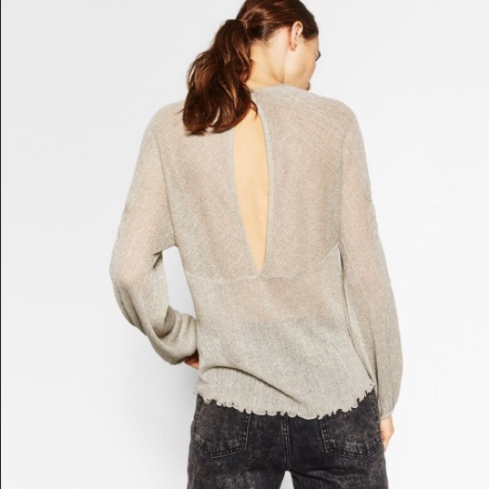 NWT ZARA Sparkly Shimmer Sweater Top w/ Open Back