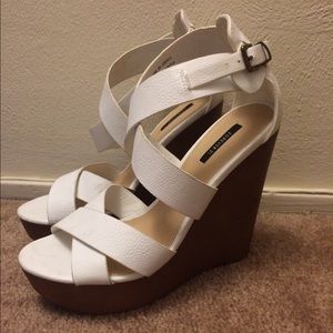 White strappy wedges