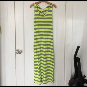 Neon yellow and grey maxi dress